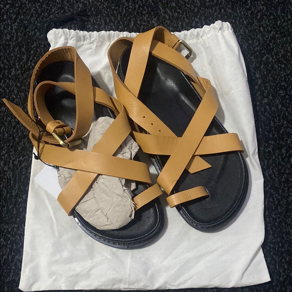 Tan Leather Strappy Sandals